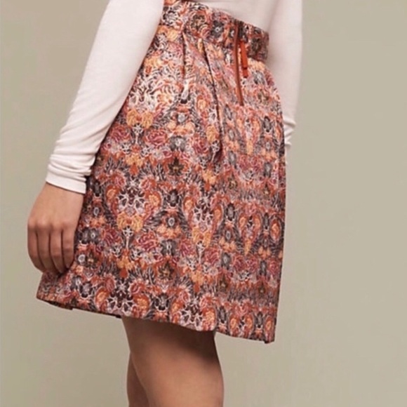 Anthropologie Maeve Rosia Metallic Box Pleat Skirt - Picture 2 of 7